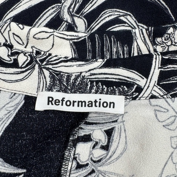 Reformation Sunday Dress Black White Botanical Print Size 8 - Picture 7 of 9